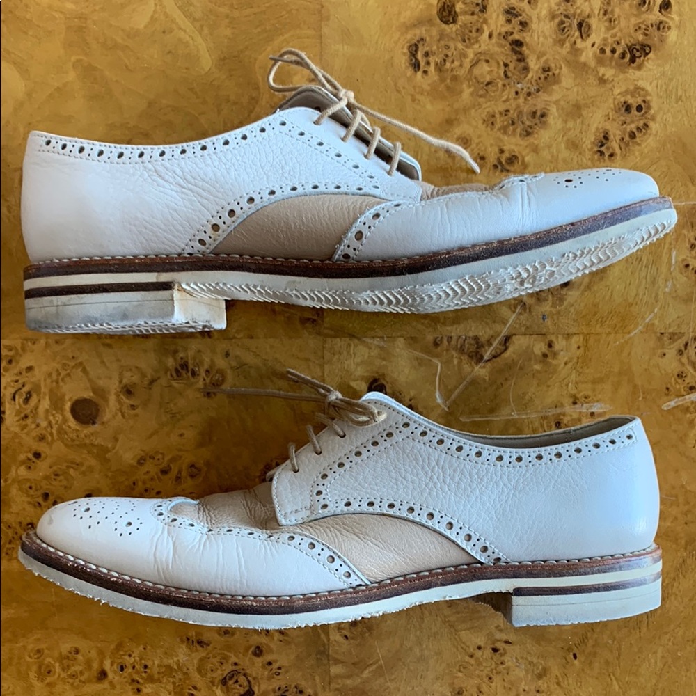 Gravati Italian White and Tan Leather Loafers Brogues - Picture 8 of 10